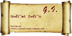 Gnámt Iván névjegykártya